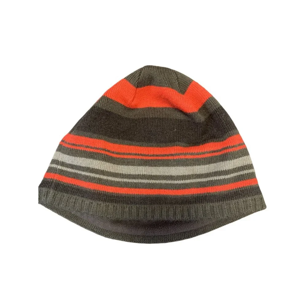 The North Face Boys Striped Knit Beanie Grunge Gorpcore Y2K‎ Fleece OS